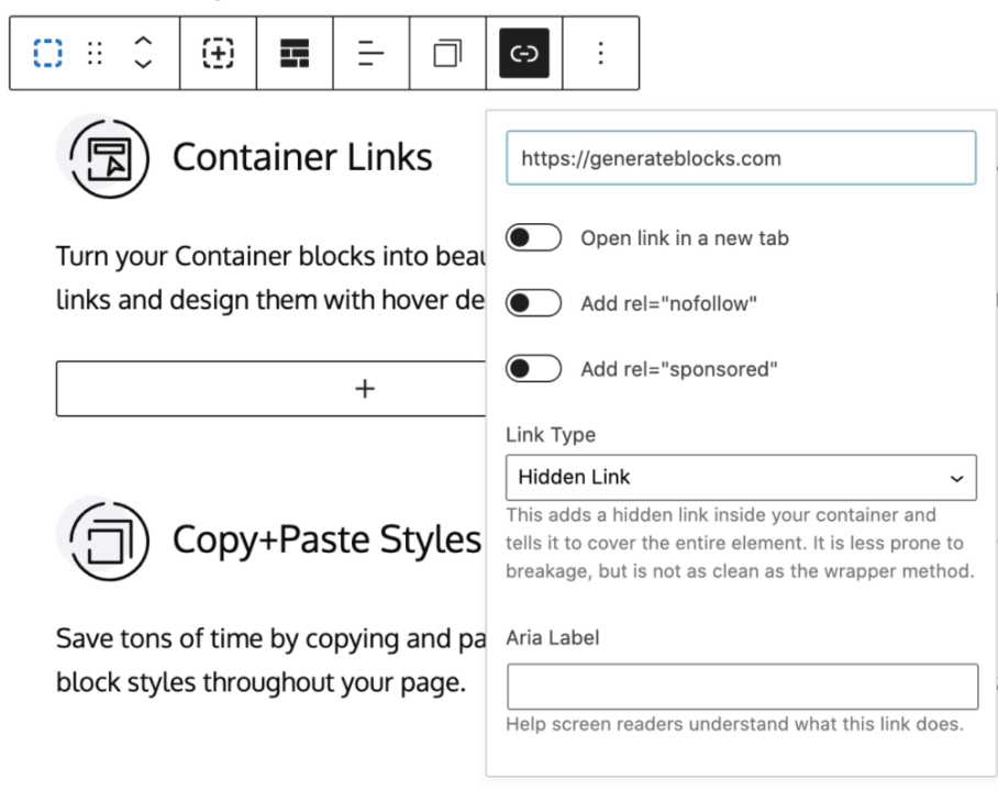 GenerateBlocks Pro Review - container links