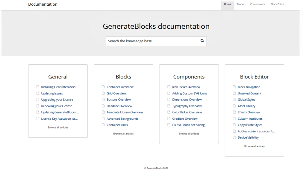 GenerateBlocks Pro Review -support documentation