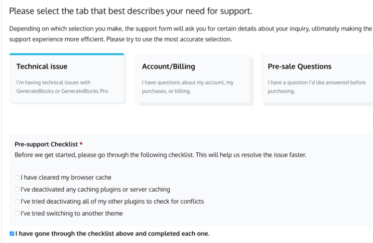GenerateBlocks Pro Review - support ticket 